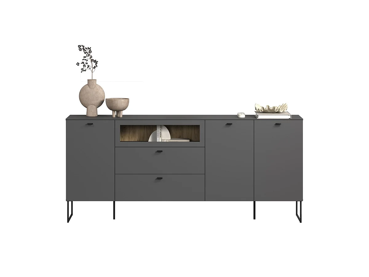 Buffet 3 portes, 2 tiroirs et 1 niche ouverte L191 cm - VELA