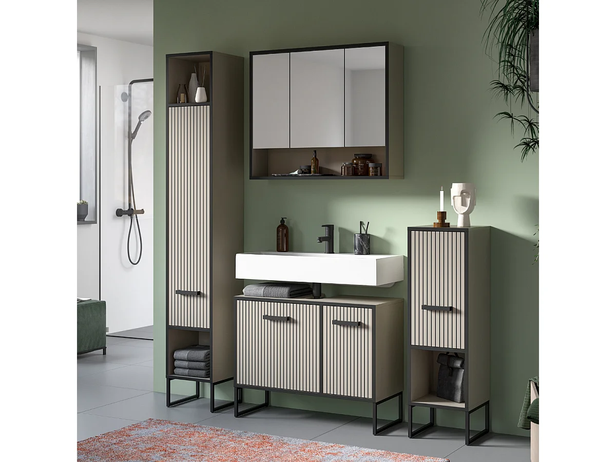 Coluna de casa de banho 1 porta 2 nichos caxemira A192 cm - AURA