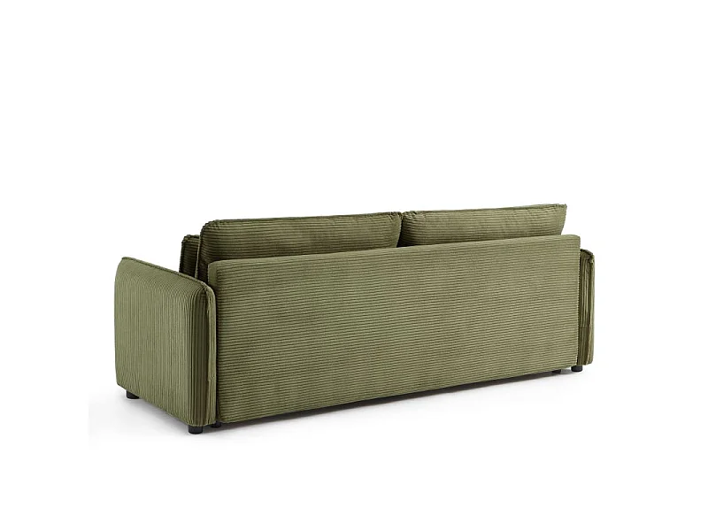 Canapé droit convertible velours côtelé 3 places vert BOHEME