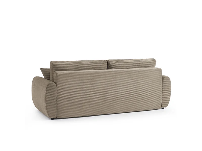 Canapé droit convertible velours côtelé 3 places taupe KALYS