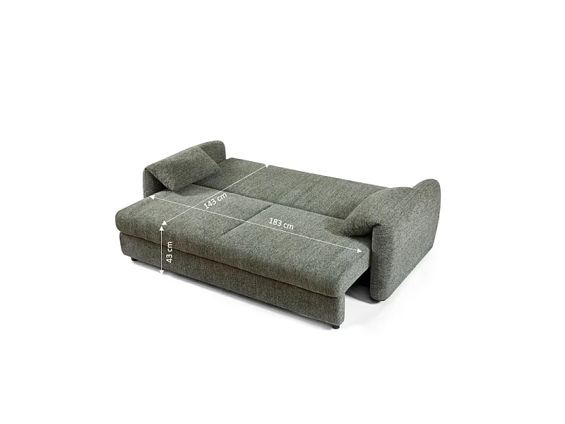 Canapé droit convertible tissu chenille tramé 3 places vert ANNECY