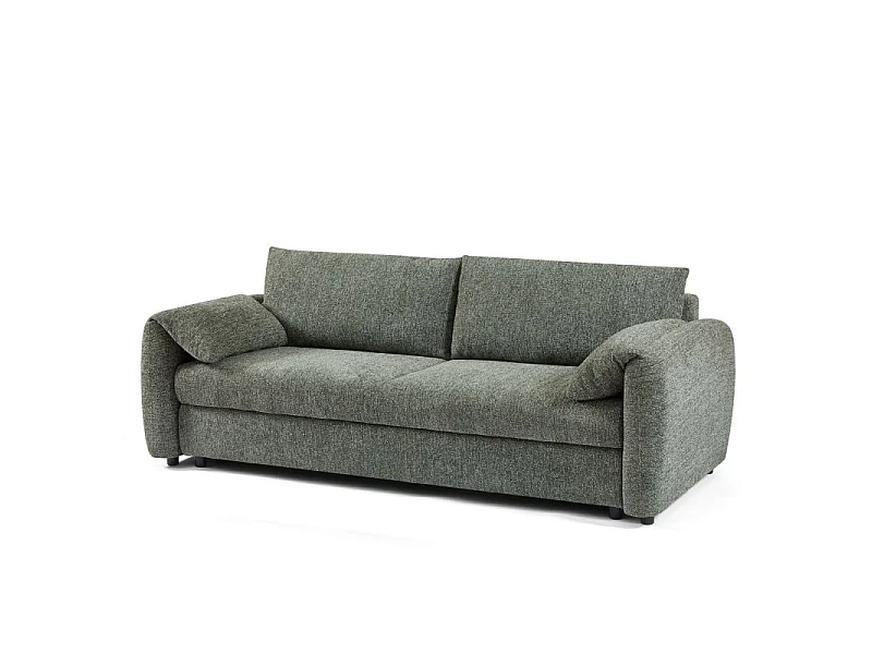 Canapé droit convertible tissu chenille tramé 3 places vert ANNECY