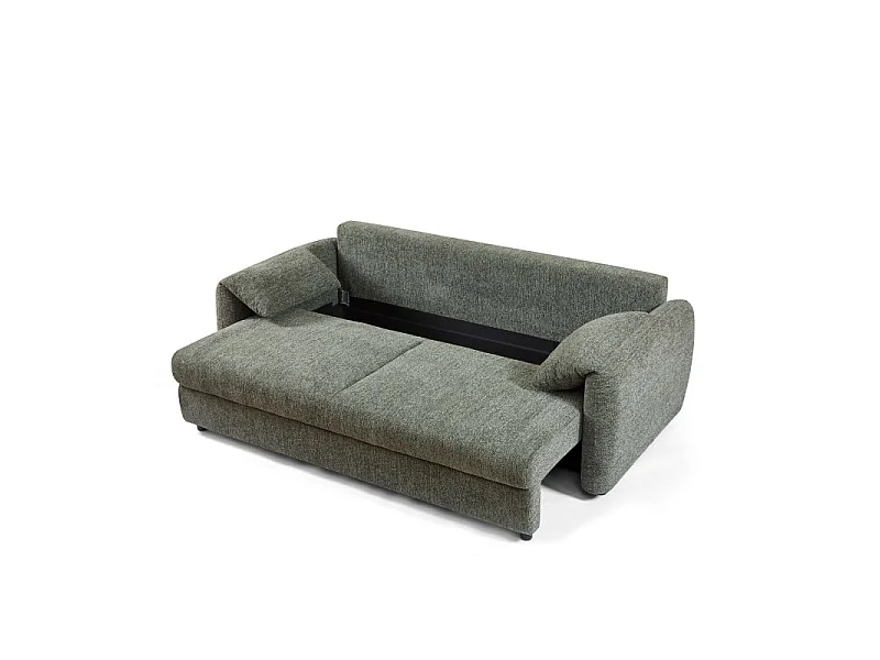 Canapé droit convertible tissu chenille tramé 3 places vert ANNECY