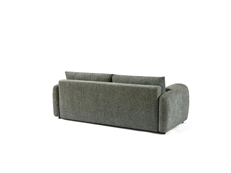 Canapé droit convertible tissu chenille tramé 3 places vert ANNECY