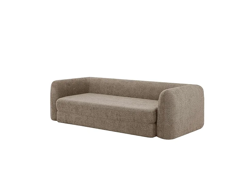 Canapé droit compressé convertible tissu bouclette 3 places marron ETRETAT