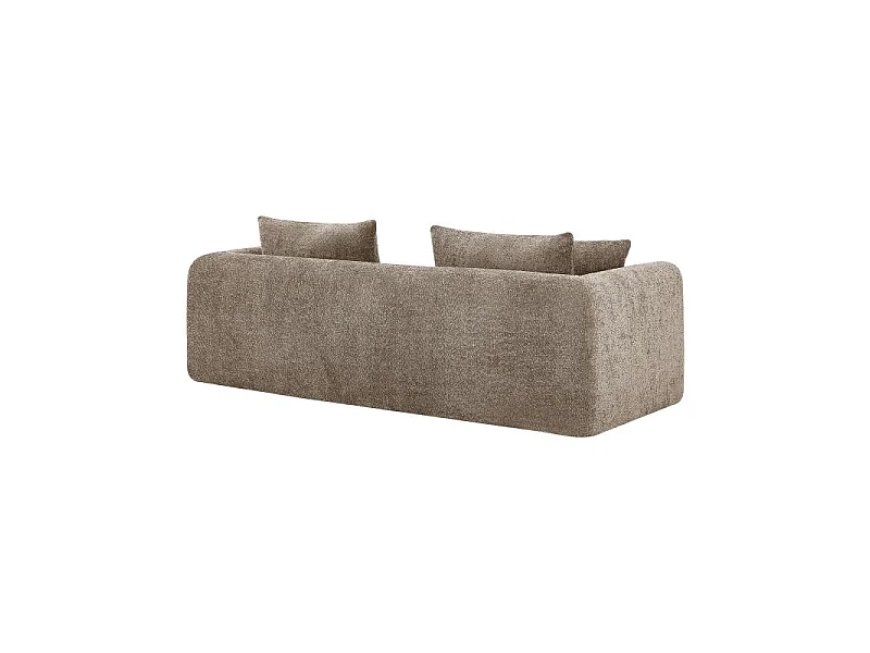 Canapé droit compressé convertible tissu bouclette 3 places marron ETRETAT