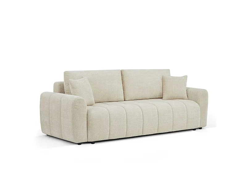Canapé droit convertible tissu texturé 3 places beige CABOURG