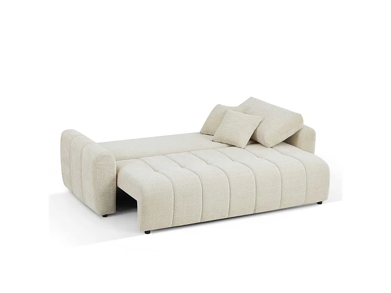 Canapé droit convertible tissu texturé 3 places beige CABOURG