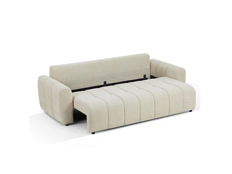Canapé droit convertible tissu texturé 3 places beige CABOURG