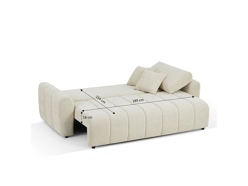 Canapé droit convertible tissu texturé 3 places beige CABOURG