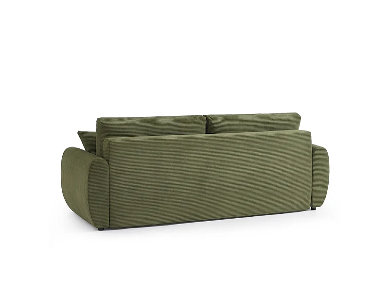 Canapé droit convertible velours côtelé 3 places vert KALYS
