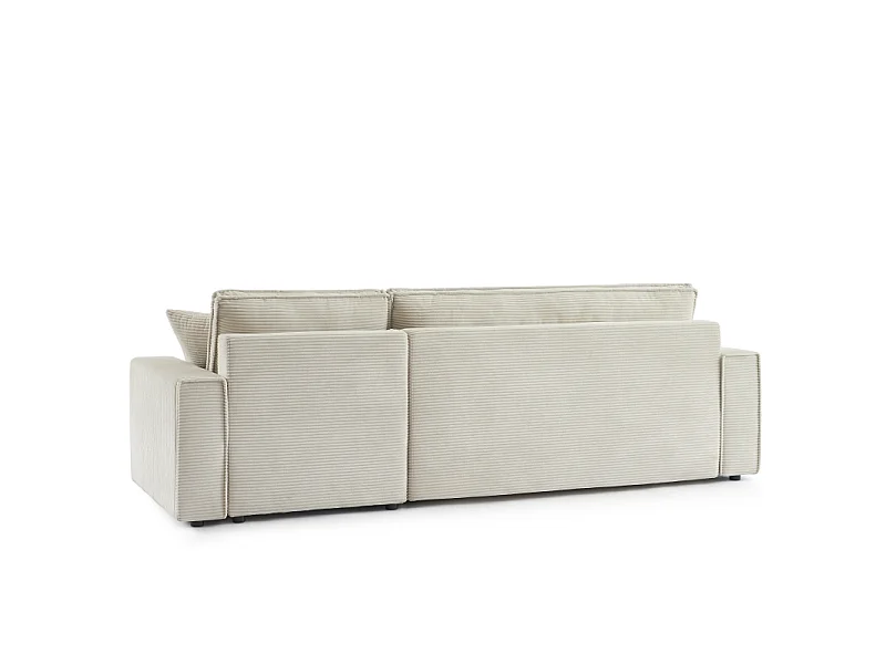 Canapé d'angle convertible réversible velours côtelé 4 places beige IOLITE