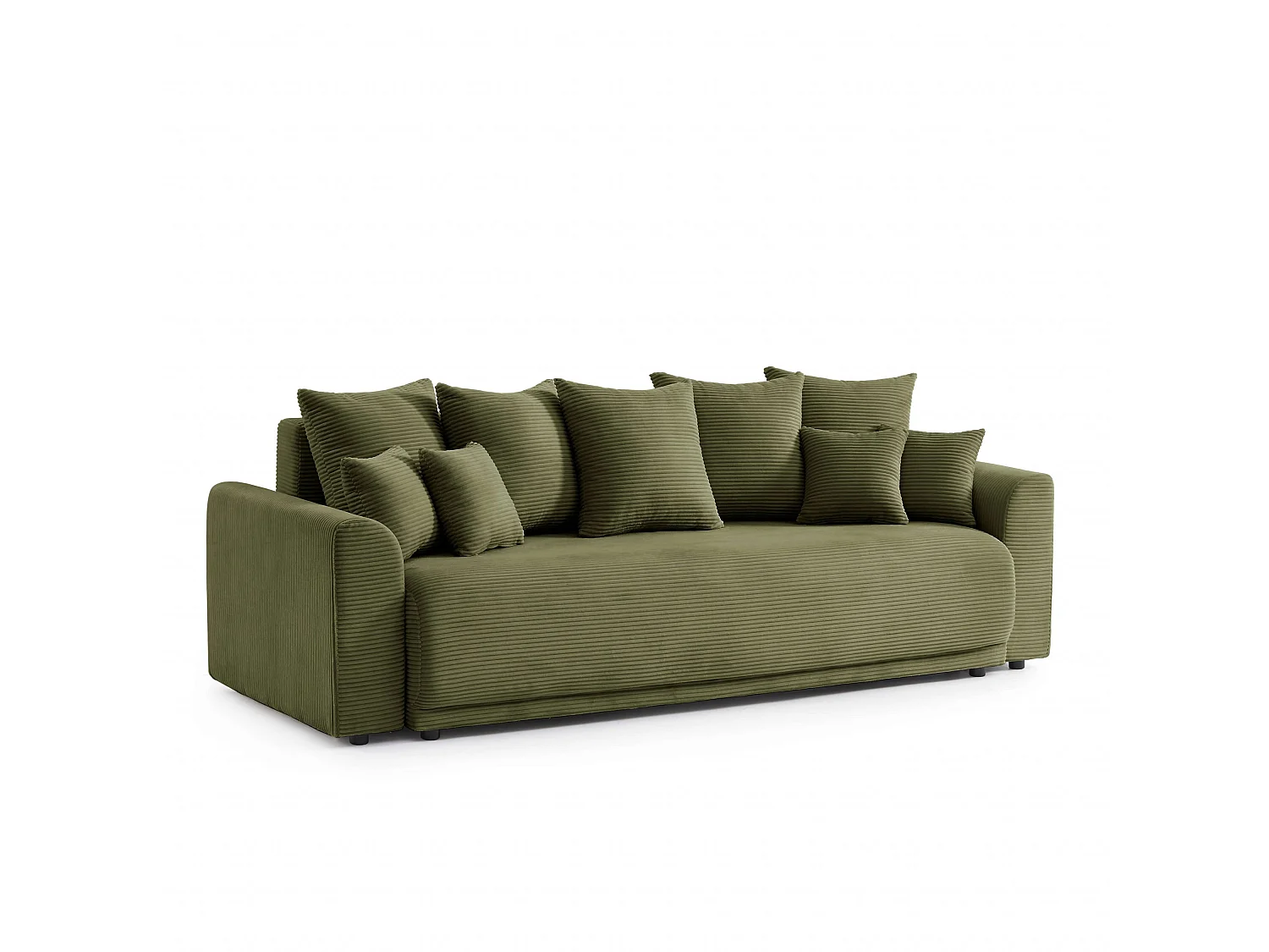 Canapé droit convertible velours 3 places vert ELVYN