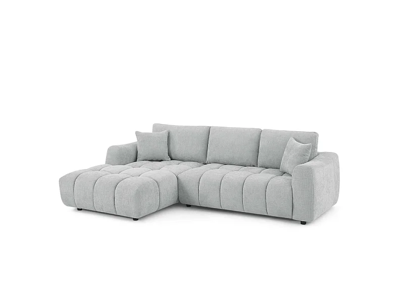 Canapé d'angle gauche fixe tissu chenille 4 places gris SENLIS