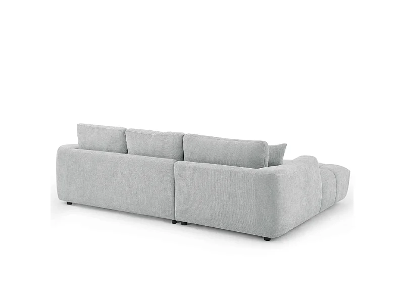 Canapé d'angle gauche fixe tissu chenille 4 places gris SENLIS