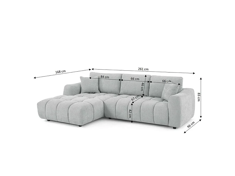 Canapé d'angle gauche fixe tissu chenille 4 places gris SENLIS