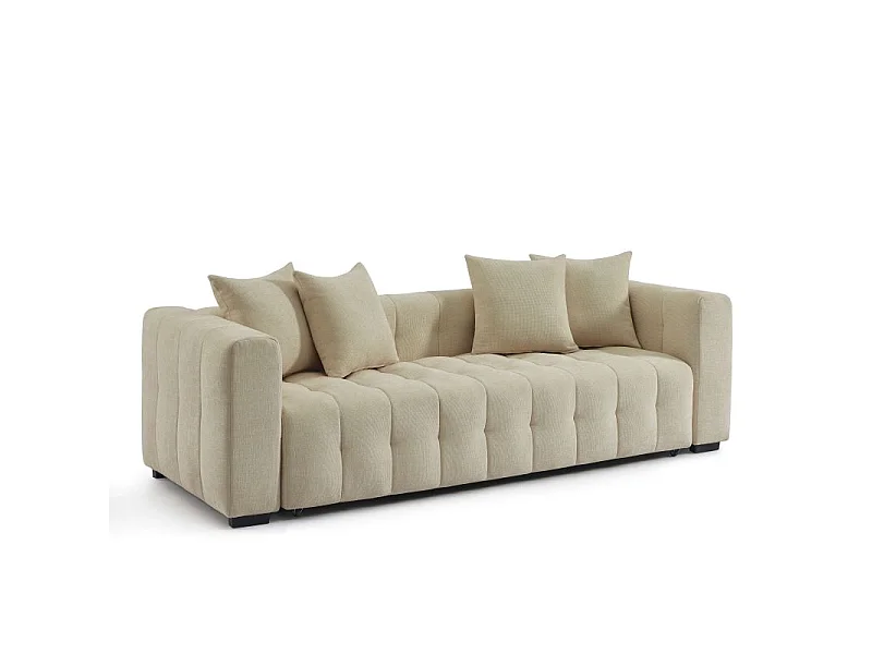 Canapé droit convertible tissu 3 places taupe HONFLEUR