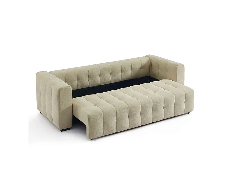 Canapé droit convertible tissu 3 places taupe HONFLEUR