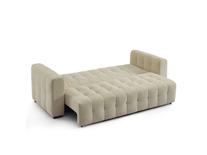Canapé droit convertible tissu 3 places taupe HONFLEUR