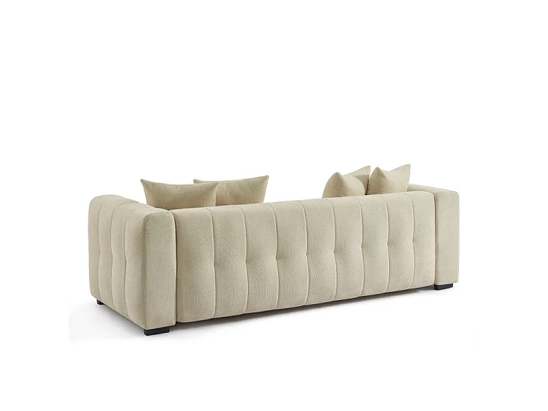 Canapé droit convertible tissu 3 places taupe HONFLEUR