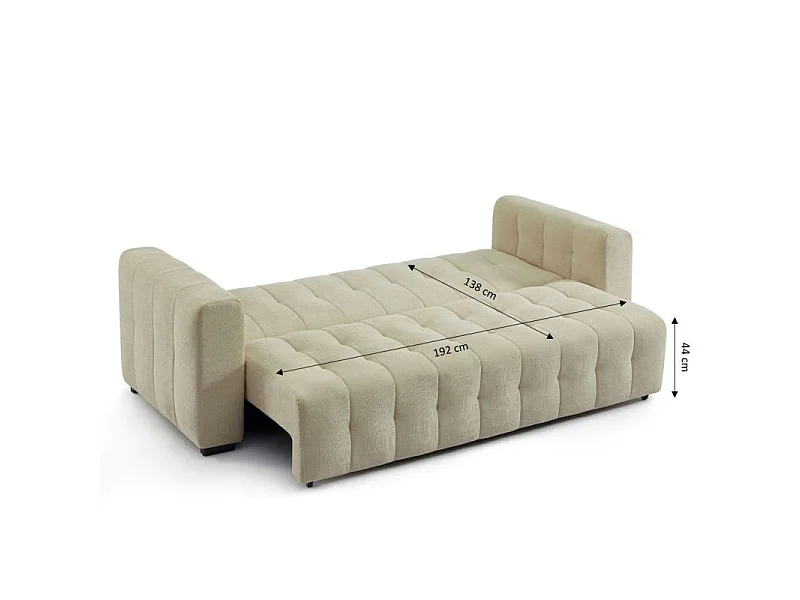 Canapé droit convertible tissu 3 places taupe HONFLEUR