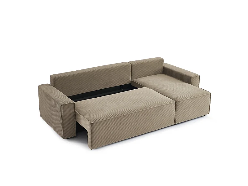 Canapé d'angle convertible réversible velours côtelé 4 places taupe IOLITE