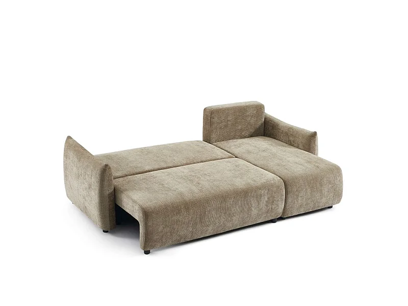 Canapé d'angle convertible réversible tissu chenille 4 places marron ORIANE