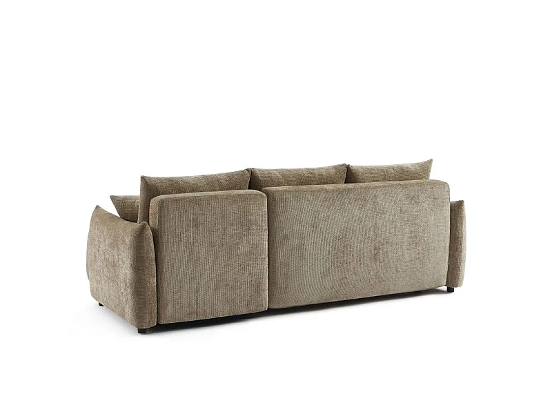 Canapé d'angle convertible réversible tissu chenille 4 places marron ORIANE