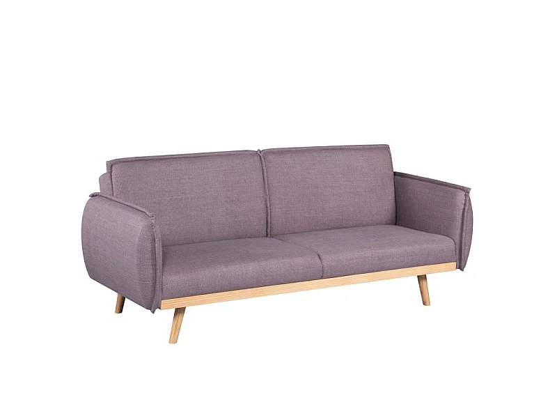 Canapé droit convertible tissu 3 places mauve BIARRITZ