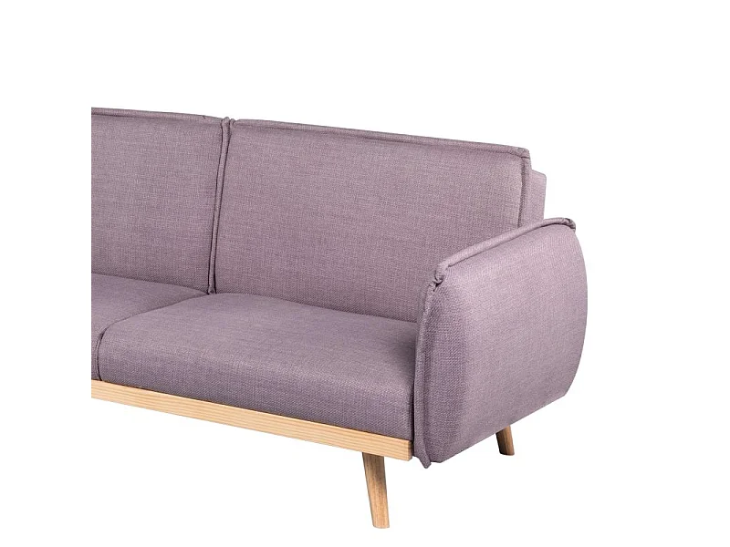 Canapé droit convertible tissu 3 places mauve BIARRITZ