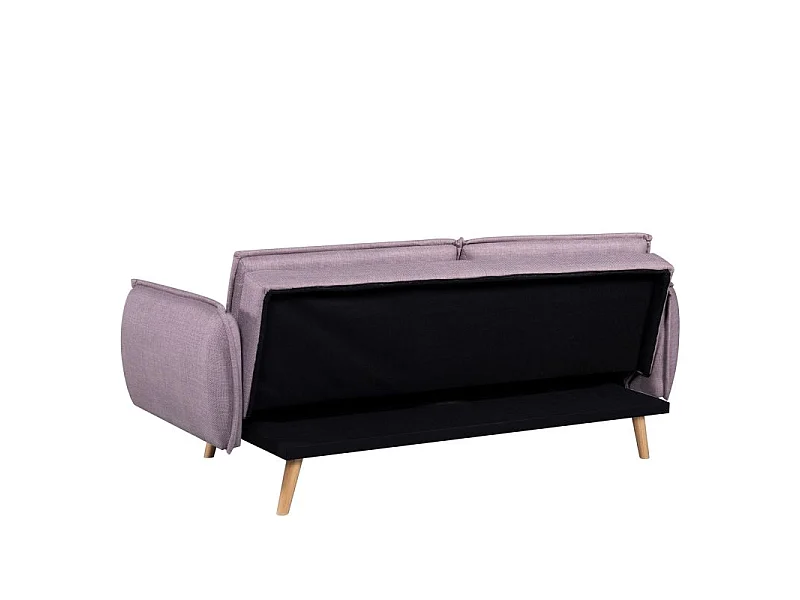 Canapé droit convertible tissu 3 places mauve BIARRITZ