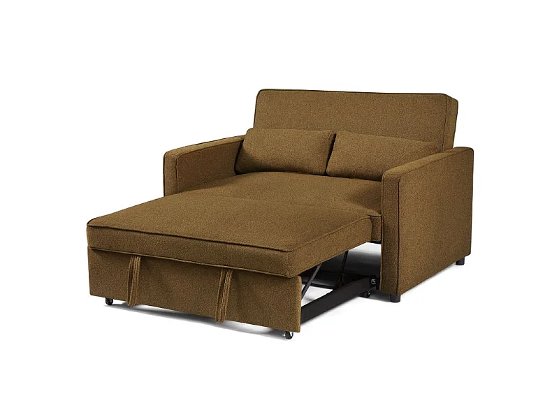 Canapé droit convertible tissu 2 places marron ALIZE