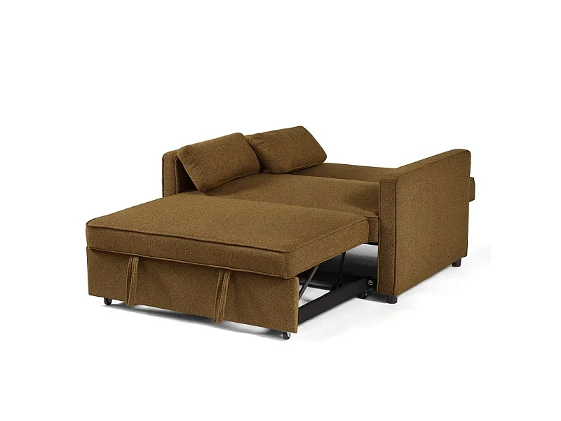 Canapé droit convertible tissu 2 places marron ALIZE