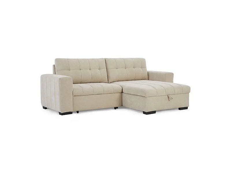 Canapé d'angle convertible réversible tissu 4 places beige AZURE