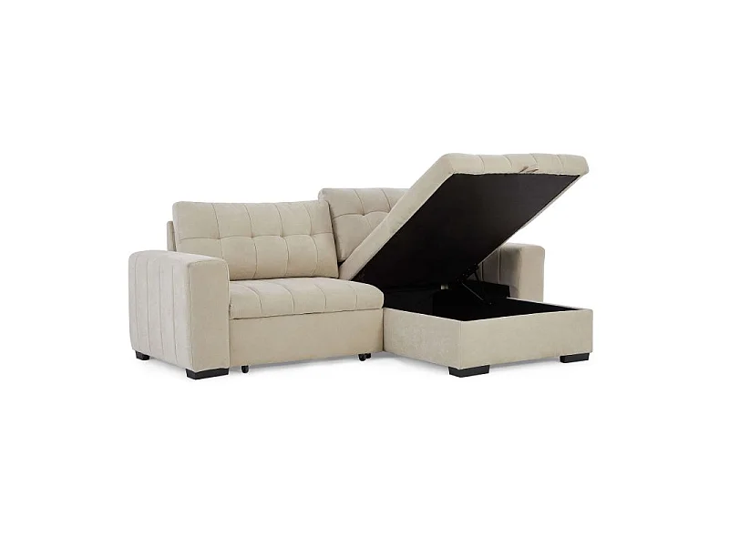 Canapé d'angle convertible réversible tissu 4 places beige AZURE