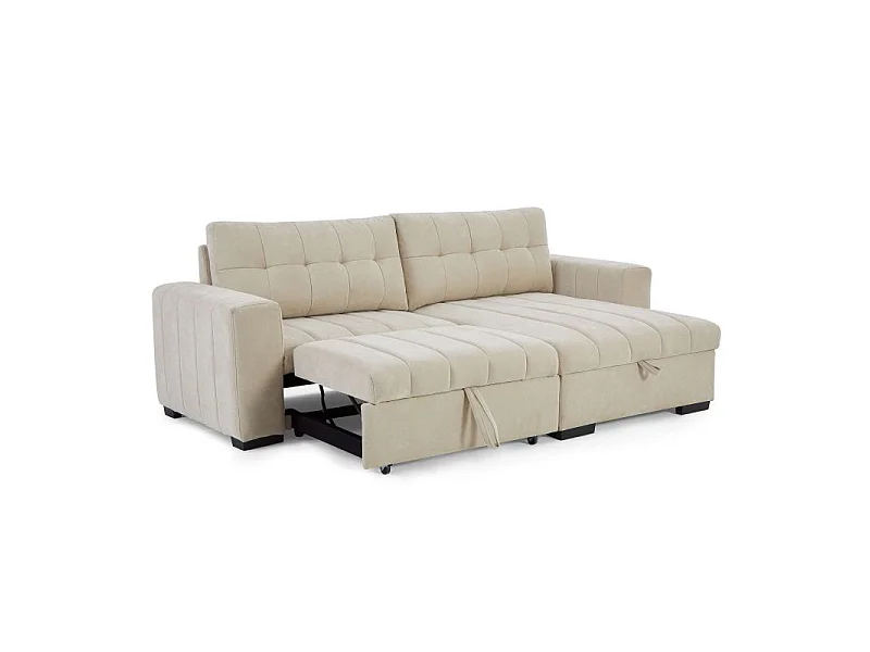 Canapé d'angle convertible réversible tissu 4 places beige AZURE