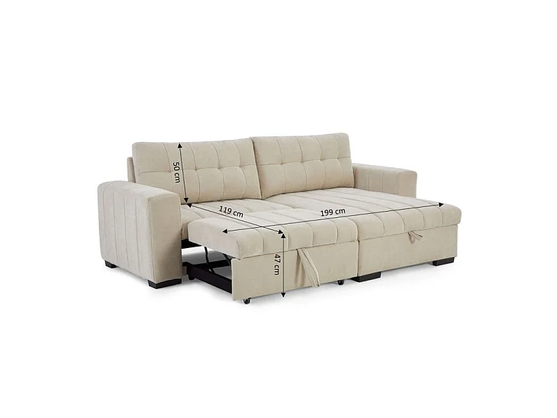 Canapé d'angle convertible réversible tissu 4 places beige AZURE