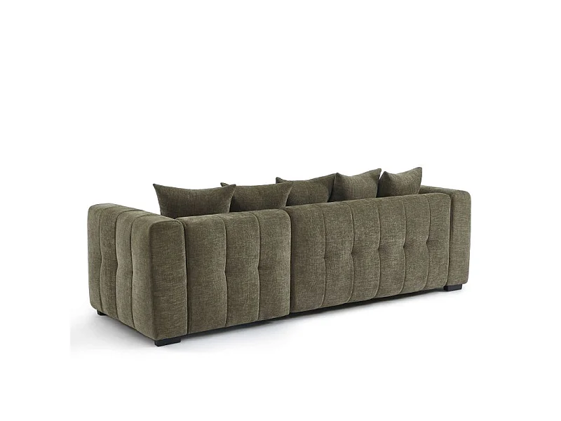 Canapé d'angle convertible réversible tissu 4 places vert HONFLEUR