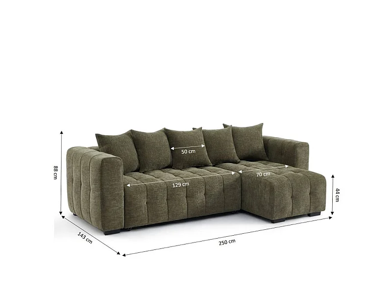 Canapé d'angle convertible réversible tissu 4 places vert HONFLEUR