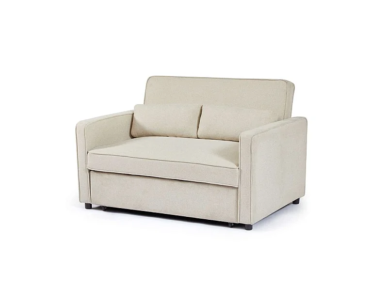 Canapé droit convertible tissu 2 places beige ALIZE