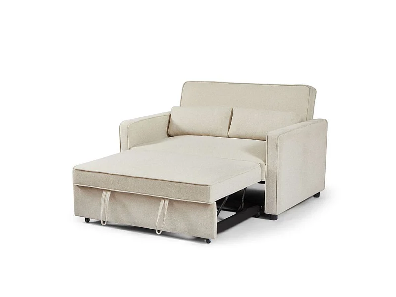 Canapé droit convertible tissu 2 places beige ALIZE