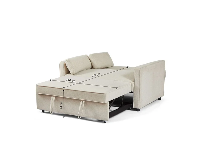 Canapé droit convertible tissu 2 places beige ALIZE