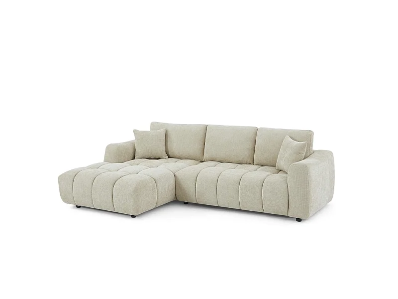 Canapé d'angle gauche fixe tissu chenille 4 places taupe SENLIS