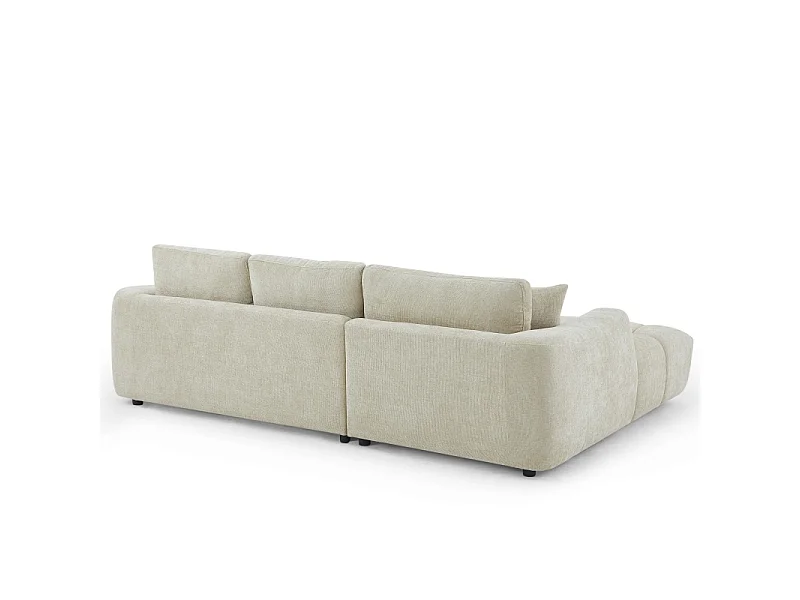 Canapé d'angle gauche fixe tissu chenille 4 places taupe SENLIS