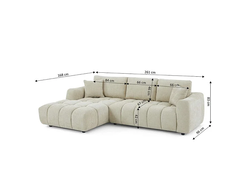 Canapé d'angle gauche fixe tissu chenille 4 places taupe SENLIS