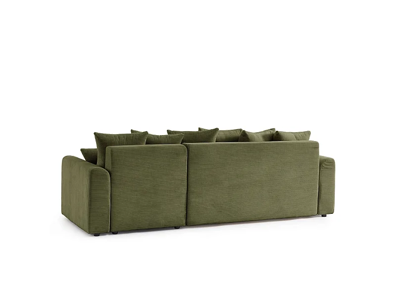 Canapé d'angle convertible réversible velours côtelé 4 places vert ELVYN