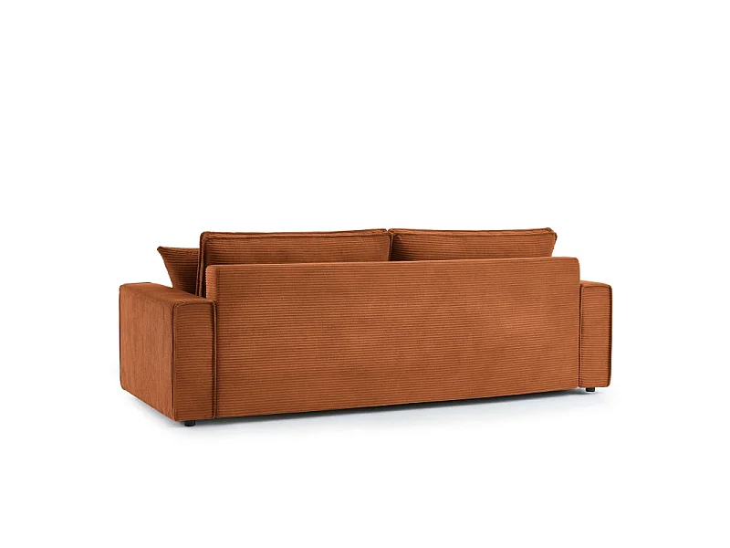 Canapé droit convertible velours côtelé 3 places terracotta IOLITE