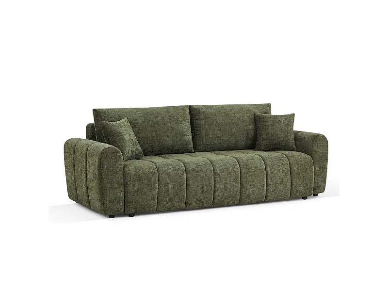 Canapé droit convertible tissu texturé 3 places vert CABOURG