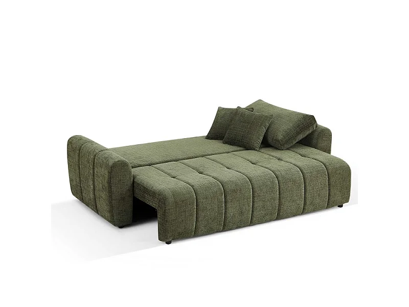 Canapé droit convertible tissu texturé 3 places vert CABOURG