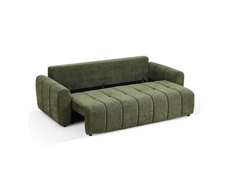 Canapé droit convertible tissu texturé 3 places vert CABOURG